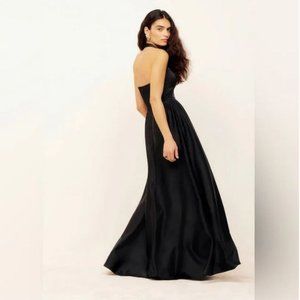 Reformation Sz 6 Satin Edessa Black Maxi Dress Cocktail Party LBD